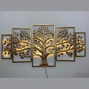 Hermoso moderno 3D Metal latón grabado árbol pared arte excelente calidad sala de estar dormitorio Fondo iluminación decoración retrato - Product Image 3