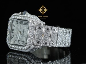 Montre en moissanite pour homme, cadran à chiffres romains, testeur de diamant, bijoux de luxe hip-hop, vente en gros disponible - Product Image 3
