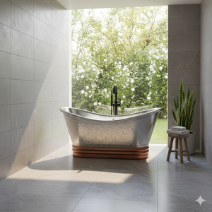 Bañera Rectangular Independiente de Cobre Hecha a Mano de Primera Calidad con Acabado de Mosaico/Níquel y Accesorio de Baño de Lujo Estilo Antiguo - Product Image 3