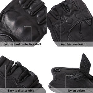High Quality Goatskin Leather Motorbike <b>Gloves</b> for <b>Men</b> <b>Fingerless</b> Anti Slip Riding <b>Glove</b> Biker Palm protection <b>Gloves</b> for Unisex - Product Image 2