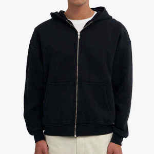 Sweat-shirt à capuche zippé pour homme, personnalisable avec logo sur le devant, couleur unie, coupe classique, 100 % coton French Terry, fermeture éclair automne - Product Image 5
