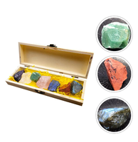 Vente en gros pierre de guérison en cristal brut naturel, coffret en bois, breloque 7 pierres de Chakra pour la méditation