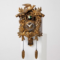 Reloj de Pared de Cuco Tallado Multicolor Huayang T52 con Mecanismo de Cuarzo Silencioso y Péndulo de Piña para Sala de Estar