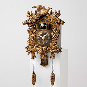 Horloge murale à <span class=keywords><strong>coucou</strong></span> sculptée multicolore Huayang T52, mécanisme à quartz silencieux, pendule en forme de cône de pin <span class=keywords><strong>pour</strong></span> salon - Product Image 1