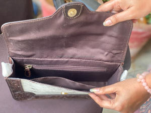 กระเป๋าถือหนังวัวสำหรับผู้หญิง, กระเป๋าหินเทอร์ควอยซ์ที่ทำด้วยมือสไตล์ตะวันตก - Product Image 6