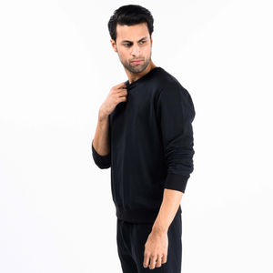 Sudadera con cuello redondo y logotipo personalizado para hombre, ropa informal bordada de punto, sudadera antiarrugas de invierno de algodón 100% - Product Image 2