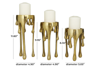 Juego de 3 Portavelas de Metal Plateado con Diseño de Goteo, Duradero, de Alta Calidad, Decoración de Farolillos Dorados para el Hogar, Navidad, Hecho a Mano - Product Image 5