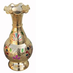 Vase à fleur en laiton en métal de décoration de maison vintage avec la conception de Kashmiri pour la décoration à la maison - Product Image 3