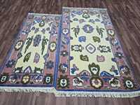 Tapis de couloir vintage persan noué à la main, crème, géométrique, en laine/soie écologique, 6x9 pieds, motifs abstraits bohèmes, 1 pièce