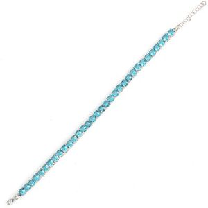 925 Sterling Silver Round <b>Bracelet</b> with <b>Aquamarine</b> Stone for Gift Occasions - Product Image 2
