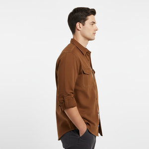 เสื้อเชิ้ตยีนส์ผู้ชายคลาสสิก ผ้าฝ้าย 100% ปกพับ คุณภาพสูง ตัดเย็บตามแฟชั่น ผ้าเนื้อบางเบา ทำด้วยมือ - Product Image 3