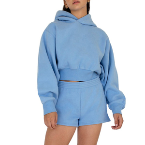 2025 été personnalisé décontracté 2 pièces ensemble femmes sweats à capuche haute qualité coton court deux pièces ensemble femmes vêtements respirant - Product Image 5