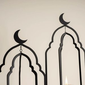 Tabletop And Floor <b>Lanterns</b> Hot Selling Islamic Ramadan Eid Lighting Decoration <b>Candle</b> <b>Lanterns</b> In <b>Black</b> Colors - Product Image 4