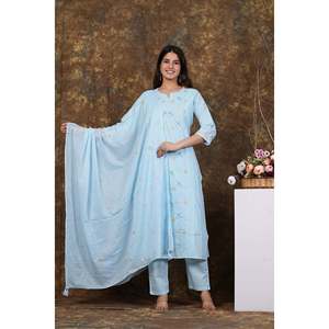 ชุดคุรตะผ้าฝ้ายปักลายลำลอง ผ้าชีฟอง แขนสามส่วน - Product Image 2