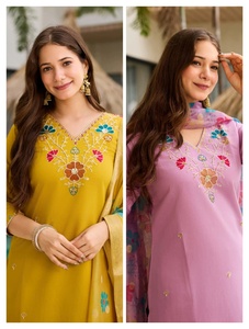 Ensemble de pantalons Kurti pour femmes Dupatta tenue élégante et confortable parfaite pour les fêtes décontractées mariage occasions festives vêtements traditionnels - Product Image 5