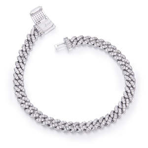 2025 Iced Out Hip Hop Jewelry <b>Cuban</b> Bracelet 925 <b>Silver</b> Gold Plated Color Moissanite Diamond <b>Cuban</b> Bracelet - Product Image 3
