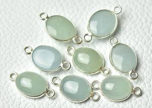 Plata de Ley 925, 8x10mm, cabujón Natural aguamarina, corte de bisel ovalado, ajuste de enlace, conectores de dijes, fabricación de collar, collar - Product Image 3