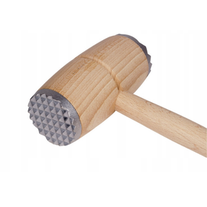 Attendrisseur à viande en bois de hêtre, tête métallique double face, manche poncé 30 cm, maillet de cuisine, vente en gros, logo personnalisé - Product Image 3