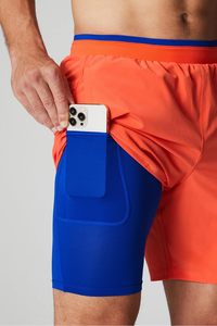 Shorts de sport 2-en-1 pour hommes, légers et confortables, avec doublure intérieure respirante et poche avant, couleur unie - Product Image 5