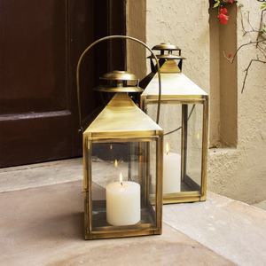 Latón antiguo Metal vidrio al aire libre Halloween candelabros linternas y tarros hecho a mano duradero decoración del hogar - Product Image 1