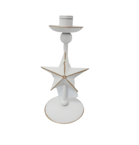 Vente en gros de bougeoir en fer en vrac blanc avec or style classique pour Noël bougeoir décoratif pour décoration de mariage - Product Image 1