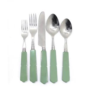 Juego de 5 cubiertos de acero inoxidable, ideal para cocina, mesa, comedor, uso doméstico, cubiertos con acabado chapado en oro, mango de Metal - Product Image 4