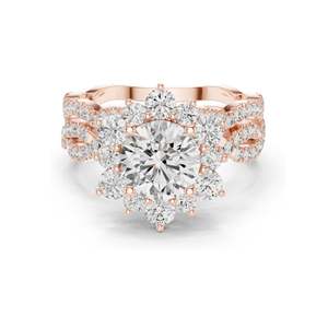 Bague en diamant de laboratoire rond brillant et en cluster de 2,538 carats pour femme, clarté VVS-VS EF, or 18 carats, 14 carats, 10 carats et argent 925, rose - Product Image 1