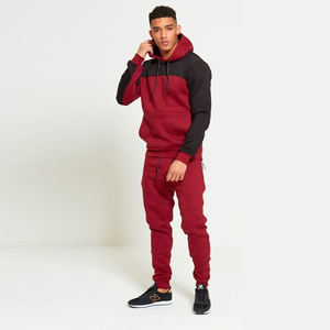 100% coton vêtements de sport Gym Fitness Tech polaire formation survêtements hommes deux pièces Patch couleur ensemble survêtements - Product Image 2