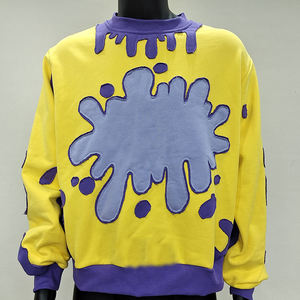 Sudadera Extra Grande de Algodón Grueso Personalizada, Ropa Urbana de Alta Calidad con Lavado Ácido y Apliques Coloridos - Product Image 1