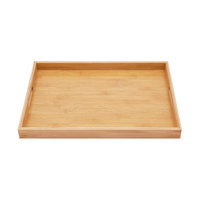 Cortina Juego de bandejas de bambú de 4 piezas Plato de madera natural para cocina Organizador de exhibición de alimentos