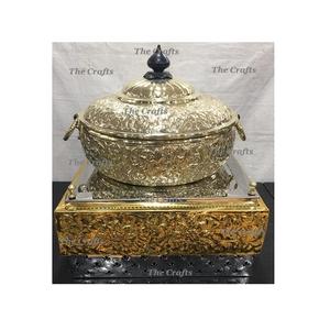 Chauffe-plats martelé en cuivre avec chauffe-plats en acier Chowkhi de la meilleure qualité pour les événements de mariage - Product Image 4