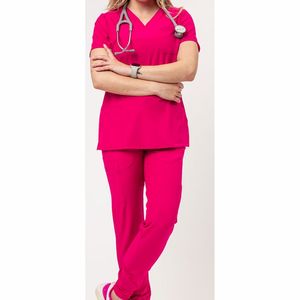Ensembles d'uniformes de gommage Col montant à manches courtes Vente en gros Personnalisé Hommes Femmes Hôpital Médecin Infirmière Scrubs Ensembles Uniforme - Product Image 4