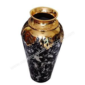 แจกันดอกไม้เหล็กชายฝั่งนอร์ดิกงานแฮนด์เมดสีดำเงินโบราณแจกันตกแต่งพื้นสำหรับตกแต่งบ้าน - Product Image 1