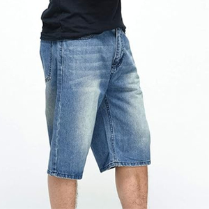 Hot Selling Men's Blue Denim <b>Shorts</b> 100% Cotton Rugged Mid <b>Waist</b> Relaxed Straight Style Denim <b>Shorts</b> - Product Image 3