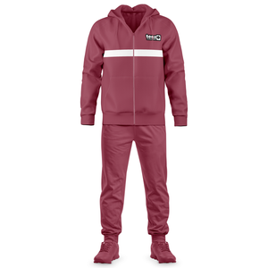 <b>Men</b> Winter Streetwear Solid <b>Red</b> Jogging Sports Tracksuit Set Hooded Zipper Jacket Jogger Pants Breathable OEM ODM Wholesale - Product Image 1