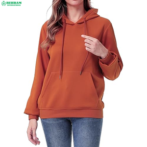 Sweat-shirts décontractés pour femmes, à capuche, en coton 100% respirant, anti-boulochage, avec logo personnalisé, coupe courte et régulière, tricotés - Product Image 2