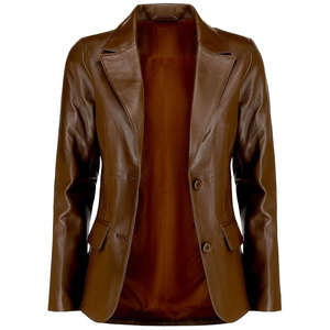 2025 Arrival Women & Men Design Color Block Genuine <b>Leather</b> <b>Jacket</b> <b>Blazer</b> Coat Custom High Quality Winter Stand Collar Wholesale - Product Image 2