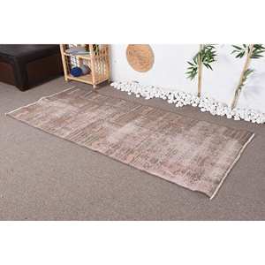 Alfombra Vintage turca Bohemia marrón Beige 3,1X7 pies área grande diseño de retazos lana látex nuevo rectángulo pasillo habitación abstracta - Product Image 3