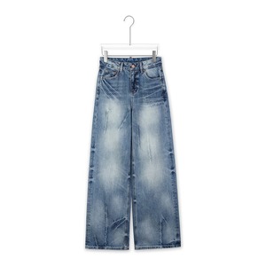 Fournisseur de jeans Jeans baggy pour hommes sur mesure Polyvalents Lavés à l'eau forte Poches latérales Structurés Bord brut Street Hip Hop Pantalons en denim - Product Image 1