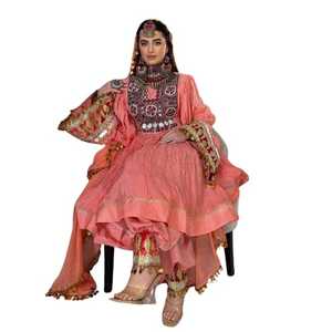 Vestido Afgano Kuchi Vintage Moderno de Alta Calidad para Mujer, Encaje, Volantes, Bordado, Manga Larga, Formal, para Boda, MOQ Bajo - Product Image 1