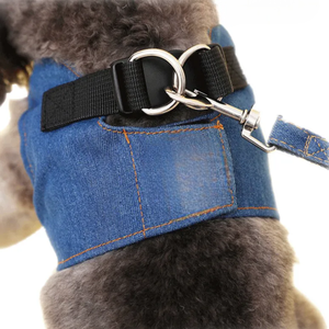 Harnais pour chien réglable et respirant en nylon bleu sarcelle avec boucle de fermeture, style simple pour petits chiens - Product Image 3