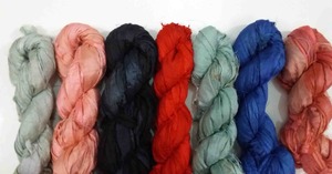 Custom Made Multi Colored Embroidered Sari <b>Silk</b> <b>Ribbons</b> in Assorted Colors Available in 100 Gram Skeins - Product Image 2