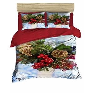 Parure de lit de Noël à imprimé numérique festif, 100 % coton Ranforce, pour lit double, literie de maison - Product Image 6