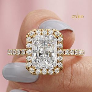 Emerald Cut Halo Engagement <b>Ring</b> in 10K Gold with Sparkling Pave Band - Product Image 1