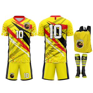 Tenues de football en polyester 100 % pour jeunes, prix de gros, avec sac et chaussettes, personnalisables avec nom/numéro d'équipe, vêtements de football sublimés - Product Image 1