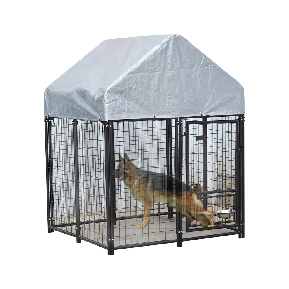 Kingtale Heavy Duty indistruttibile cassa di cane in acciaio a prova di fuga cane gabbia canile per cani di piccole dimensioni di medie dimensioni per interni doppia porta H