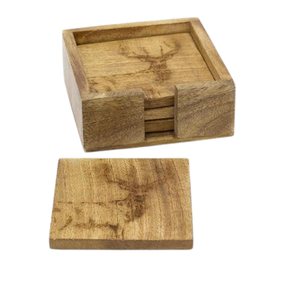 Sous-verre en bois d'acacia de qualité supérieure, forme carrée, matériau pur, sous-verre en bois artisanal - Product Image 2