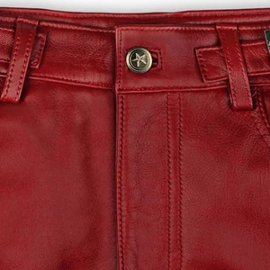Pantalones rojos de cuero rectos de cintura media para hombre-Estilo callejero de alta calidad hecho en fábrica al por mayor - Product Image 5