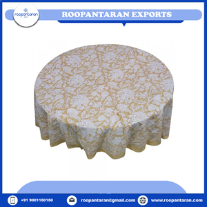 Bloque de mano Impreso Jacquard Floral Mantel 100% Algodón Rectángulo 275cms 20 Láminas Caminos de mesa Bien absorbente Suministro a granel - Product Image 4