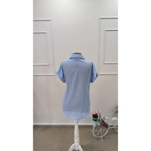 Camisa de Manga Corta con Cuello y Botones para Mujer, 34977 - Azul - Product Image 6